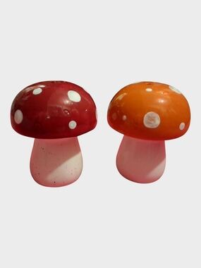 Handmade Ceramic Mushroom Salt and Pepper Shakers - Red & Orange